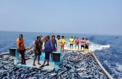 ދިވެހި މަސްވެރިންތަކެއް ހައްސަ ބާނައިގެން އައިން ދޫކޮށް މަސްކިރުވުމަށް ދަތުރުކުރަނީ-: ފޮޓޯ: މަސްވެރިން